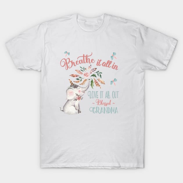 Blessed Grandma T-shirts - Whimsical Elephant Gifts For Her T-Shirt by FabulouslyFestive